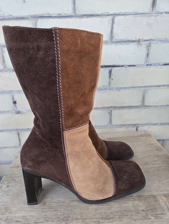 Vintage Shoes - Vintage Suede Patchwork Boots